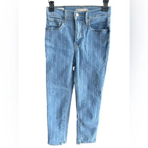 LEVI’S 721 Blue Striped Denim Jeans High Rise Straight WOMENS SIZE 25